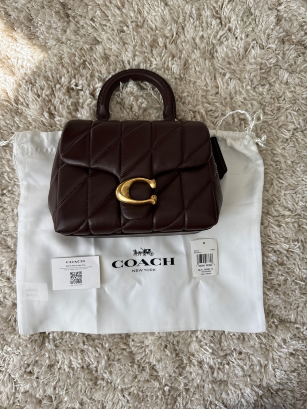 Coach Quilted Tabby Top Handle small Crossbody in Maple with Gold Hardware - Picture 9 of 13